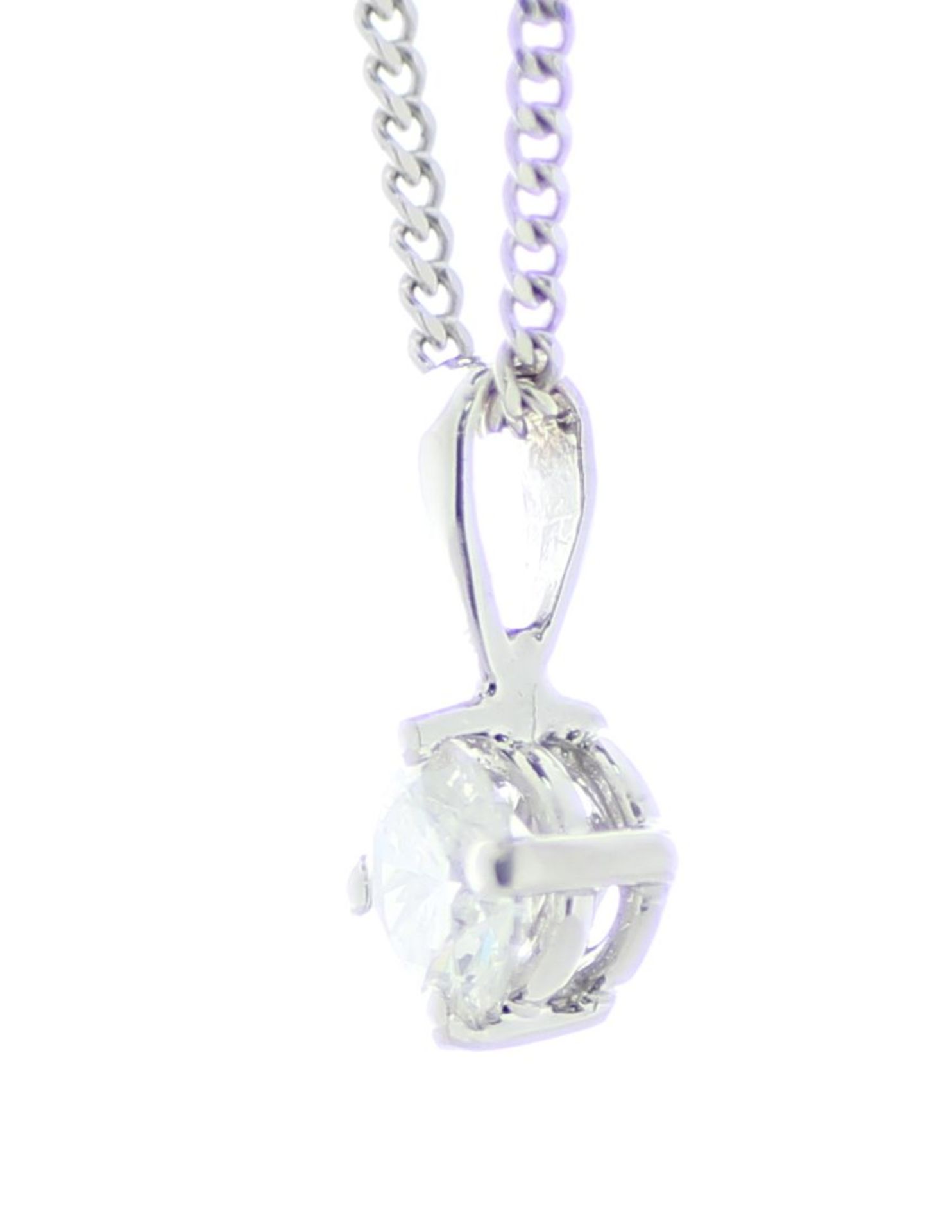 18ct White Gold Single Stone Prong Set Diamond Pendant and Chain 0.51 Carats - Image 2 of 3