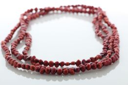 64 Inch Baroque Shaped Cherry 5.0 - 6.0mm Pearl Necklace