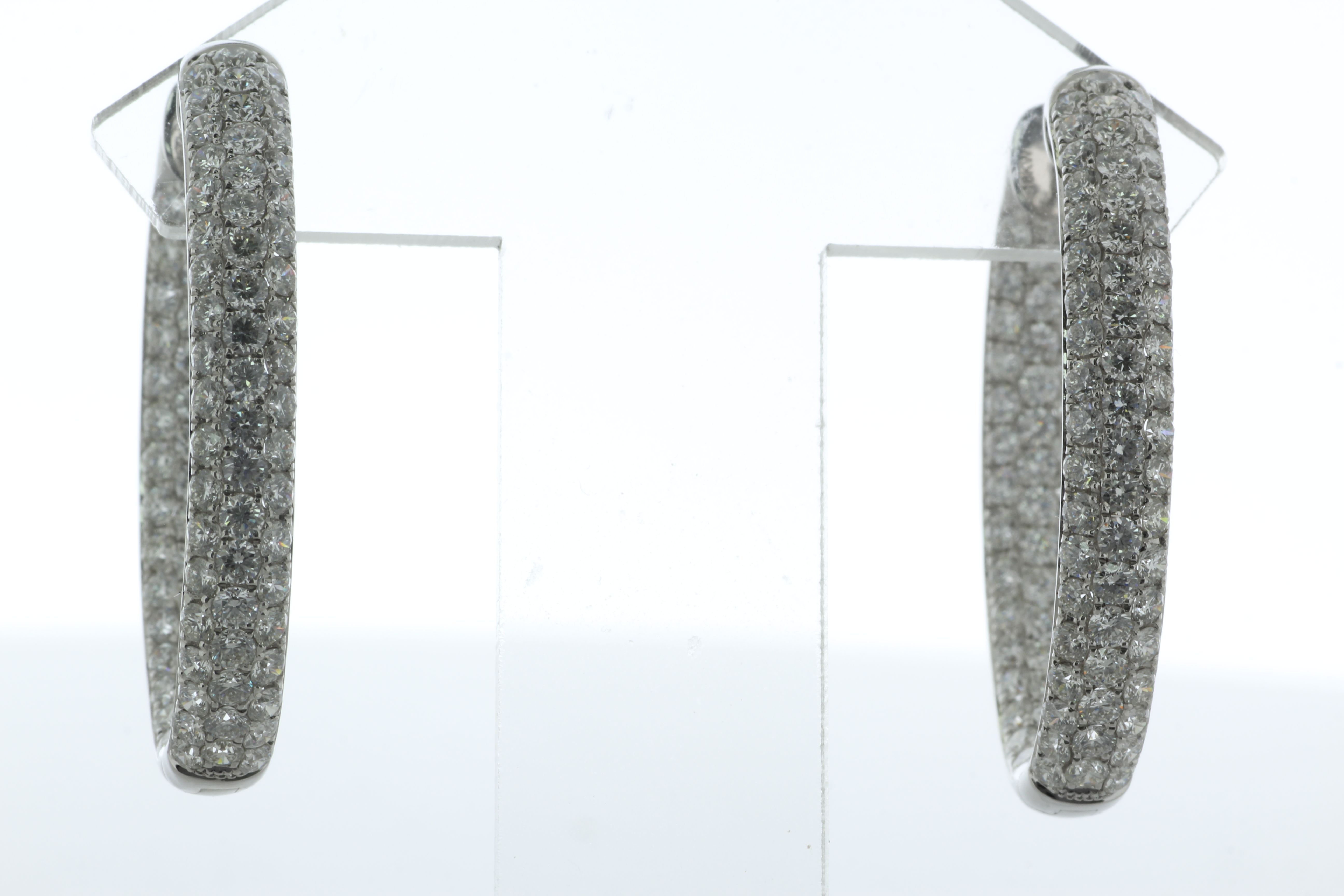 18ct White Gold Eternity Diamond Hoop Earrings 5.66 Carats - Bild 5 aus 6