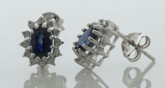 9ct White Gold Diamond and Sapphire Earring (S1.04) 0.12 Carats