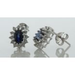 9ct White Gold Diamond and Sapphire Earring (S1.04) 0.12 Carats