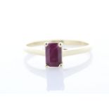 9ct Yellow Gold Single Stone Emerald Cut Ruby Ring 0.60 Carats