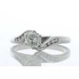 18ct White Gold Single Stone Diamond Ring With Stone Set Shoulders (0.50) 0.58 Carats