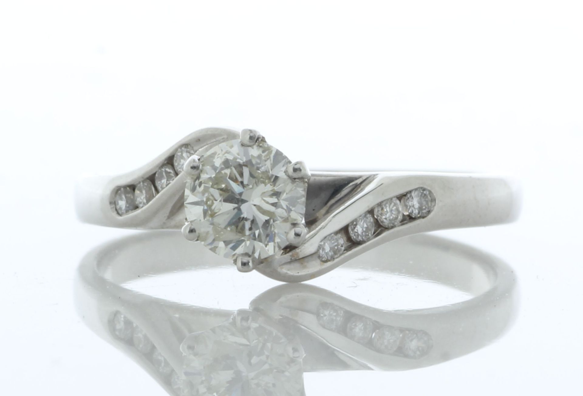 18ct White Gold Single Stone Diamond Ring With Stone Set Shoulders (0.50) 0.58 Carats