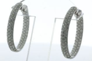 18ct White Gold Eternity Diamond Hoop Earrings 5.66 Carats