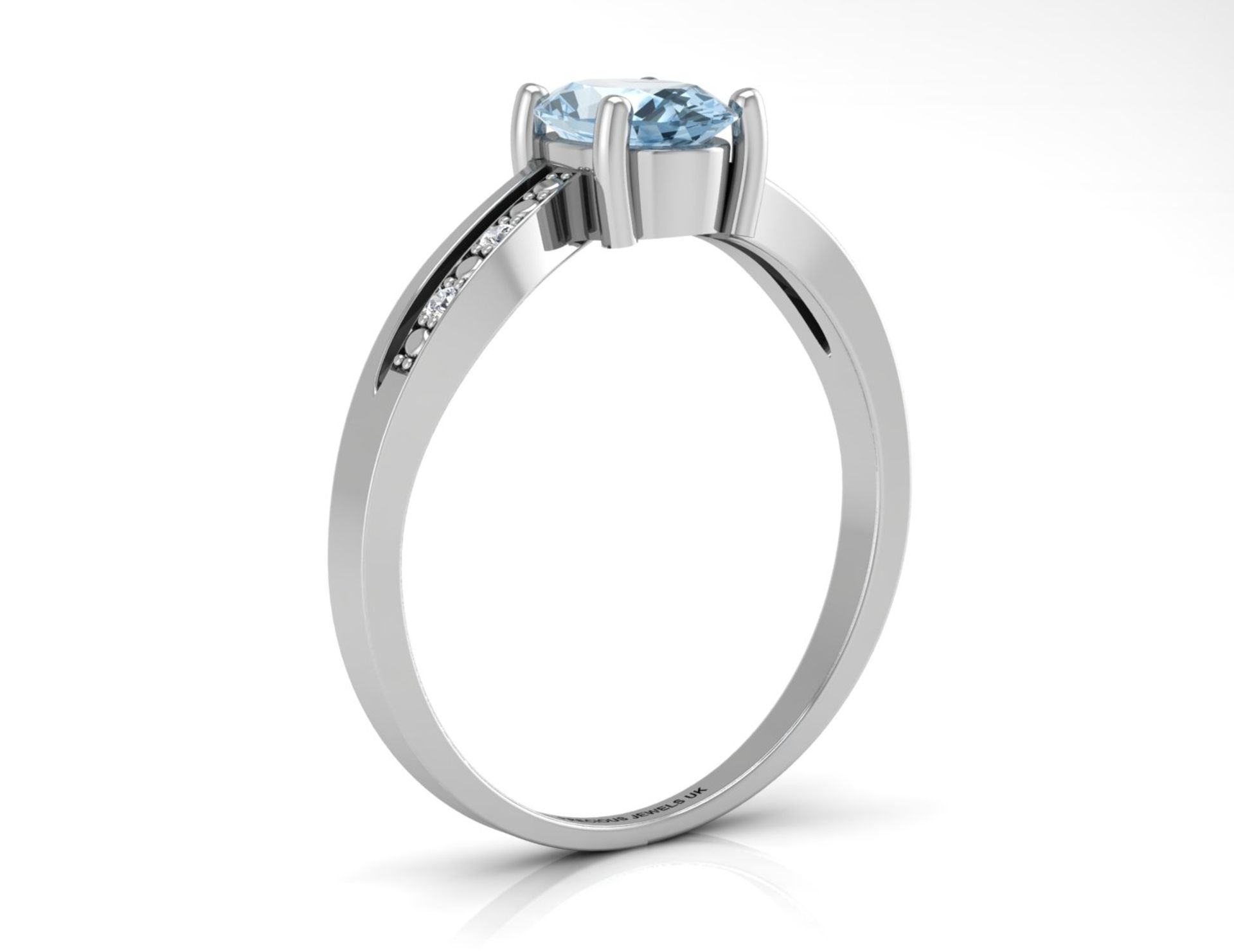 9ct White Gold Diamond and Blue Topaz Ring (BT1.00) 0.02 Carats - Image 2 of 5