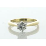 18ct Yellow Gold Single Stone Six Claw Set Diamond Ring 0.79 Carats