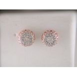 9ct Rose Gold Diamond Halo Earrings 0.45 Carats