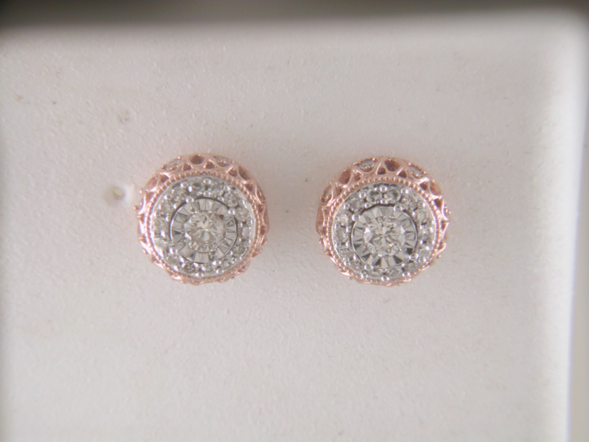 9ct Rose Gold Diamond Halo Earrings 0.45 Carats
