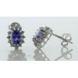 9ct White Gold Diamond and Tanzanite Earring (T0.86) 0.12 Carats