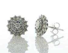 9ct White Gold Round Cluster Diamond Stud Earring 1.02 Carats