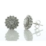 9ct White Gold Round Cluster Diamond Stud Earring 1.02 Carats