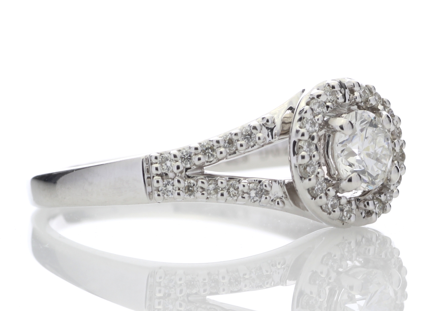 18ct White Gold Single Stone With Halo Setting Ring (0.34) 0.54 Carats - Image 4 of 5