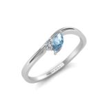 9ct White Gold Fancy Cluster Diamond and Blue Topaz Ring (BT0.22) 0.03 Carats