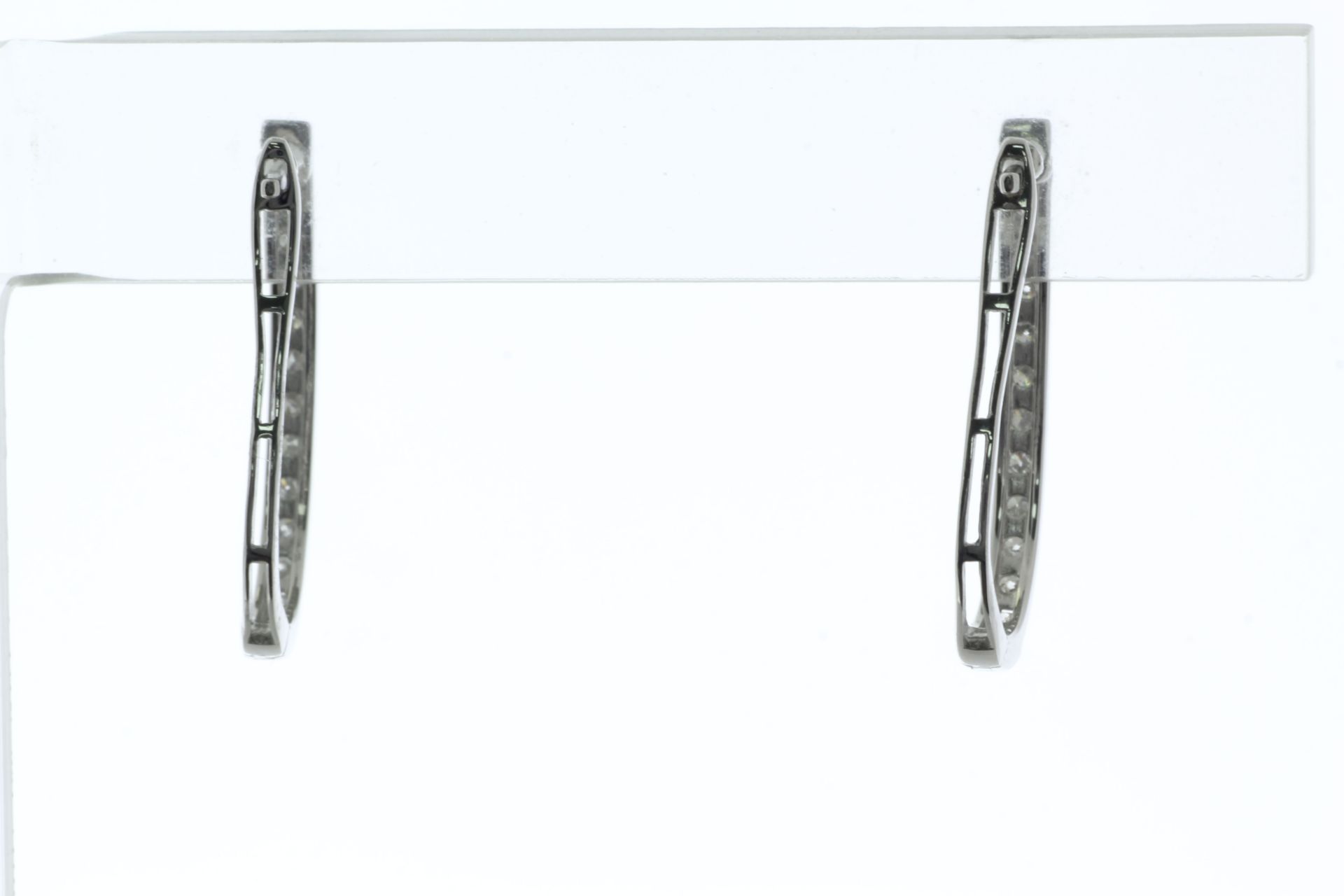 9ct White Gold Semi Eternity Diamond Hoop Earrings 1.00 Carats - Image 4 of 6