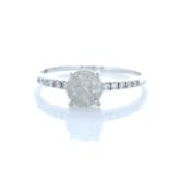 18ct White Gold Single Stone Prong Set With Stone Set Shoulders Diamond Ring (0.94) 1.04 Carats