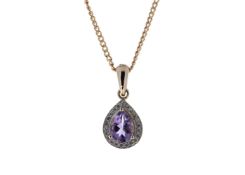 9ct Rose Gold Amethyst and Diamond Pendant (A0.61) 0.11 Carats