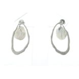 11.0 - 12.0mm Keshi White Pearl Silver Earrings