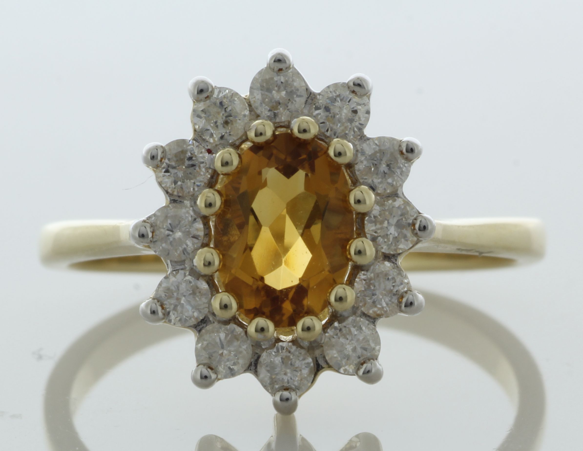 9ct Yellow Gold Oval Centre and Citrine Ring (C0.84) 0.40 Carats