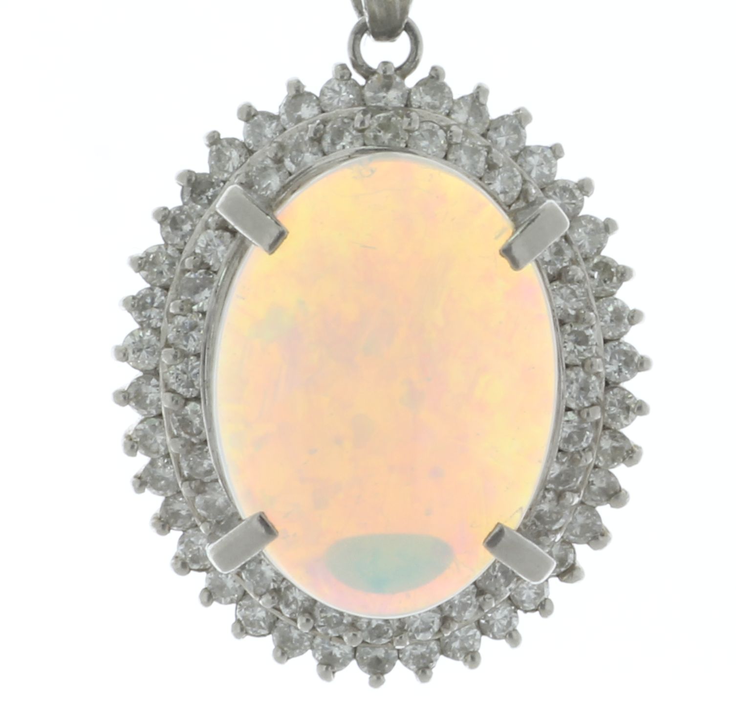 Platinum Diamond and Opal Pendant (O3.64) 0.94 Carats - Image 4 of 6