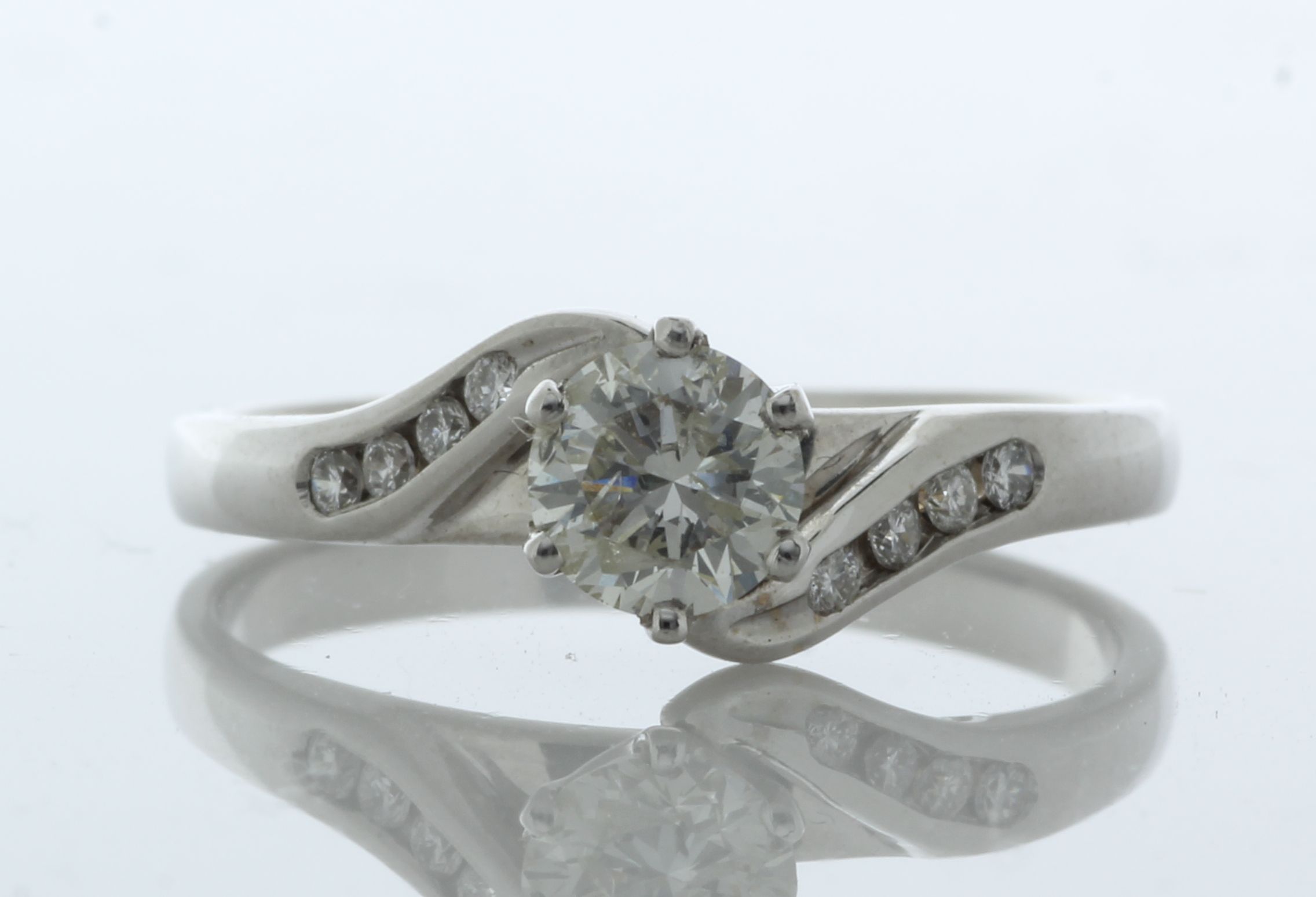 18ct White Gold Single Stone Diamond Ring With Stone Set Shoulders (0.50) 0.58 Carats - Image 2 of 5