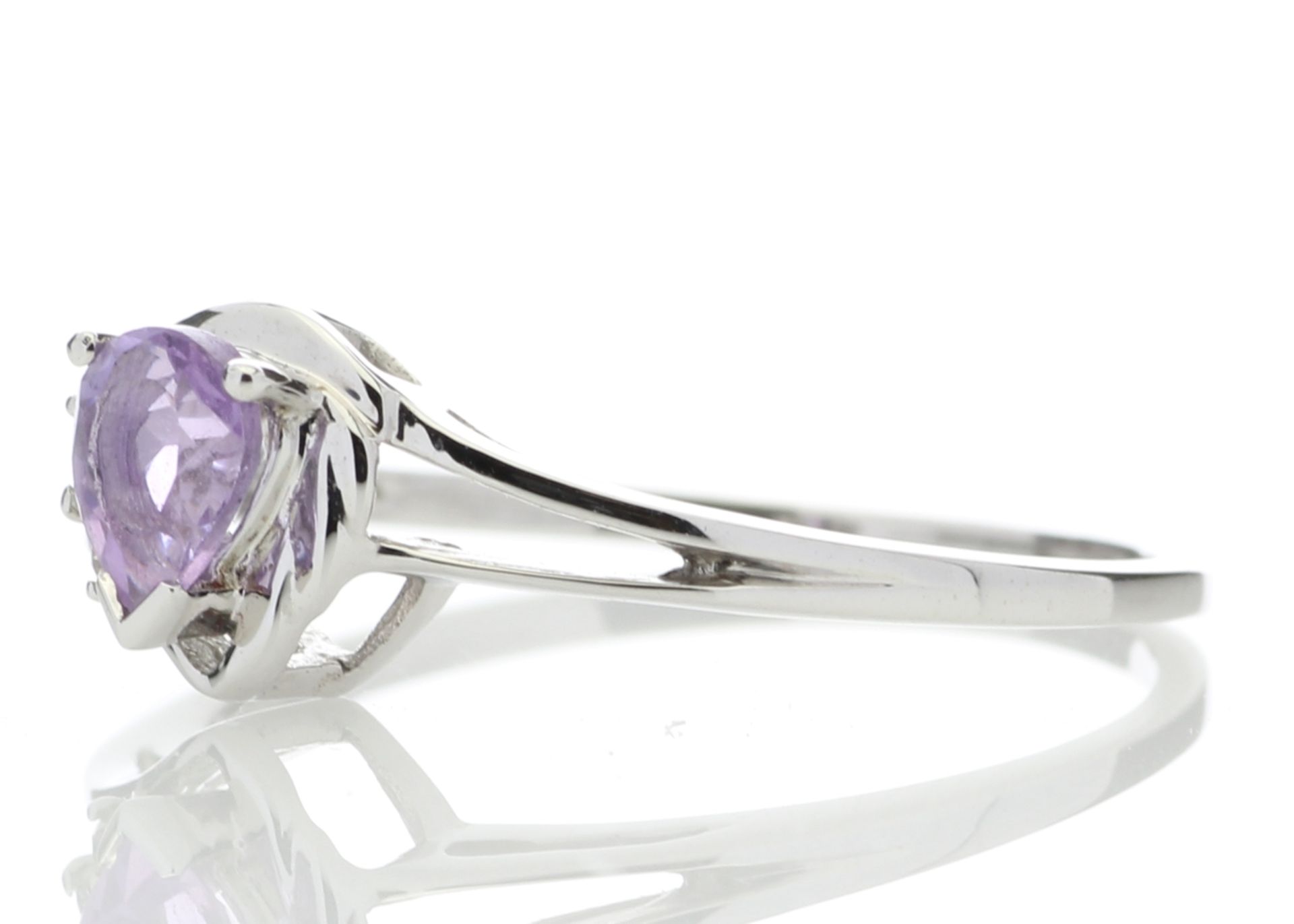 9ct White Gold Amethyst Pear Shaped Diamond Ring (A0.42) 0.03 Carats - Image 2 of 5