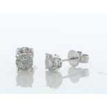 14ct Gold Round Cluster Claw Set Diamond Earring 0.32 Carats