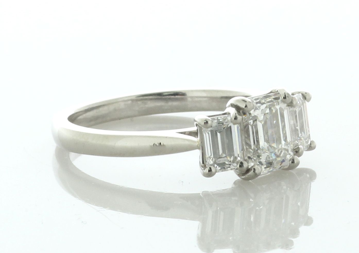 Platinum Three Stone Claw Set Diamond Ring (1.11) 1.91 Carats - Image 2 of 5