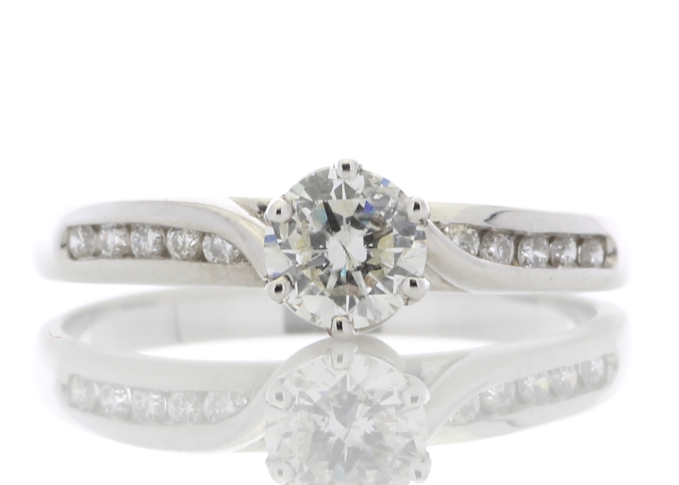 18ct White Gold Single Stone Diamond Ring With Stone Set Shoulders (0.51) 0.61 Carats - Image 2 of 6
