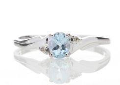 9ct White Gold Diamond and Blue Topaz Ring (BT0.50) 0.01 Carats