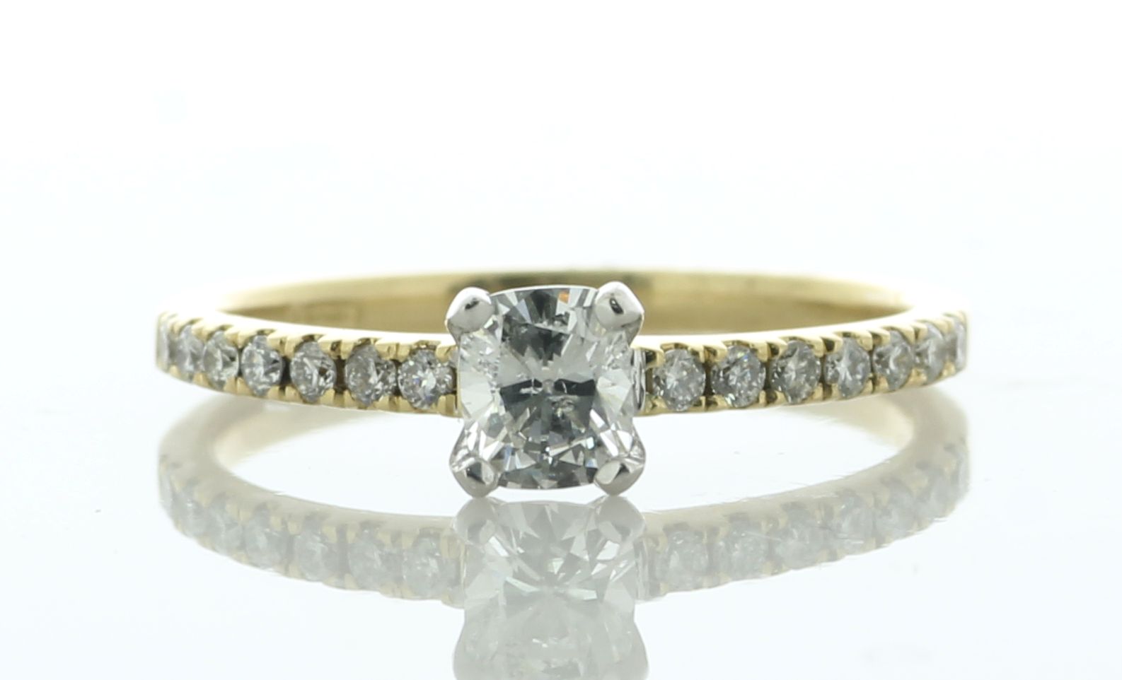 18ct Yellow Gold Single Stone Claw Set With Stone Set Shoulders Diamond Ring