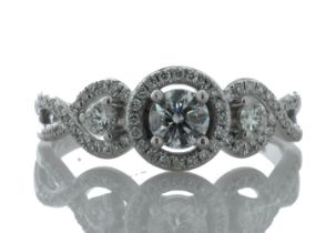 18ct White Gold Single Stone Fancy Claw Set Diamond Ring (0.28) 0.57 Carats