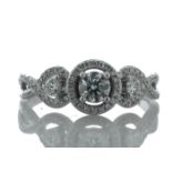 18ct White Gold Single Stone Fancy Claw Set Diamond Ring (0.28) 0.57 Carats