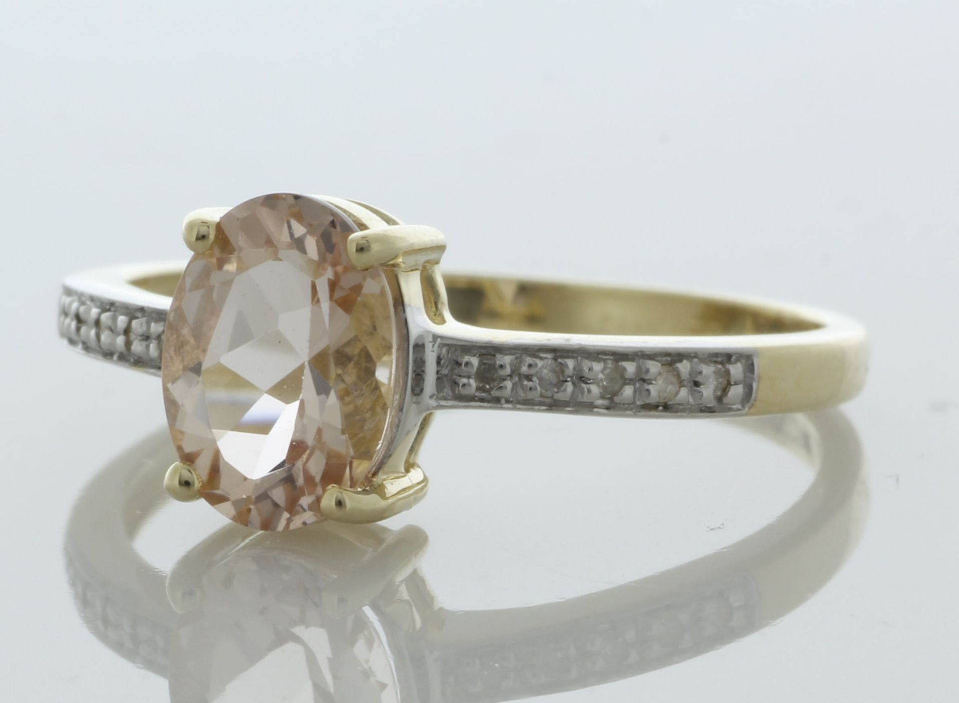 9ct Yellow Gold Diamond and Morganite Ring (PM1.00) 0.04 Carats - Image 2 of 4