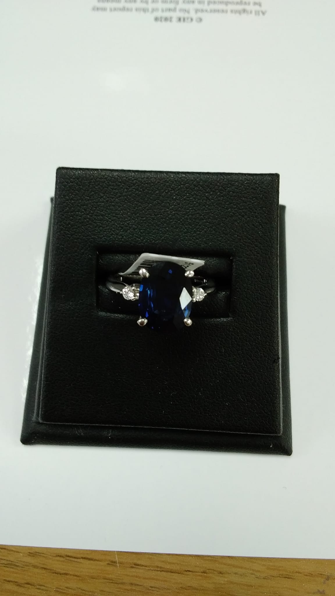 Platinum Oval Cut Sapphire and Diamond Ring (S3.63) 0.08 Carats