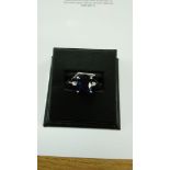 Platinum Oval Cut Sapphire and Diamond Ring (S3.63) 0.08 Carats