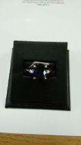 Platinum Oval Cut Sapphire and Diamond Ring (S3.63) 0.08 Carats