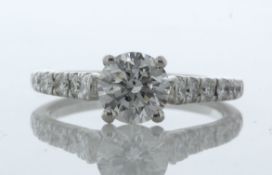 18ct White Gold Single Stone Prong Set With Stone Set Shoulders Diamond Ring (1.07) 1.47 Carats