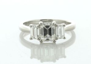 Platinum Three Stone Claw Set Diamond Ring (1.11) 1.91 Carats