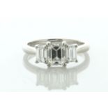 Platinum Three Stone Claw Set Diamond Ring (1.11) 1.91 Carats