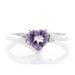9ct White Gold Amethyst Diamond Ring (A0.68) 0.04 Carats