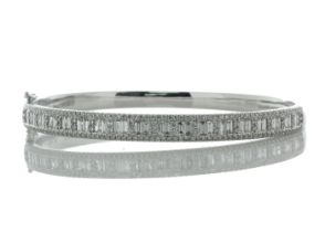 18ct White Gold Channel Set Semi Eternity Diamond Bangle 2.85 Carats