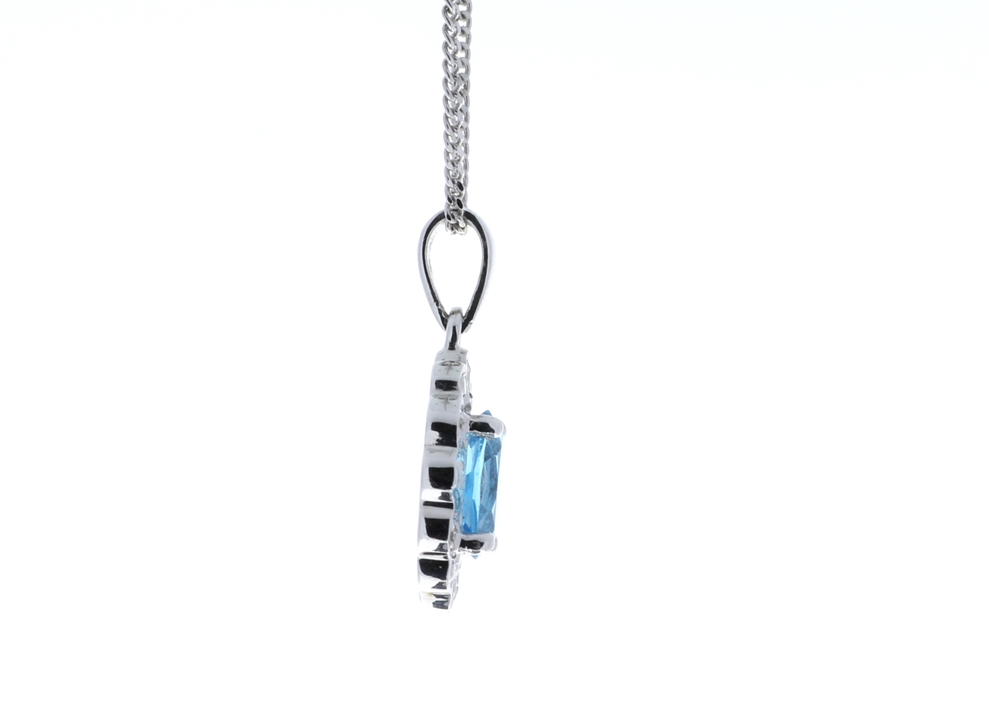 9ct White Gold Fancy Cluster Diamond Blue Topaz Pendant (BT0.86) 0.02 Carats - Image 3 of 6