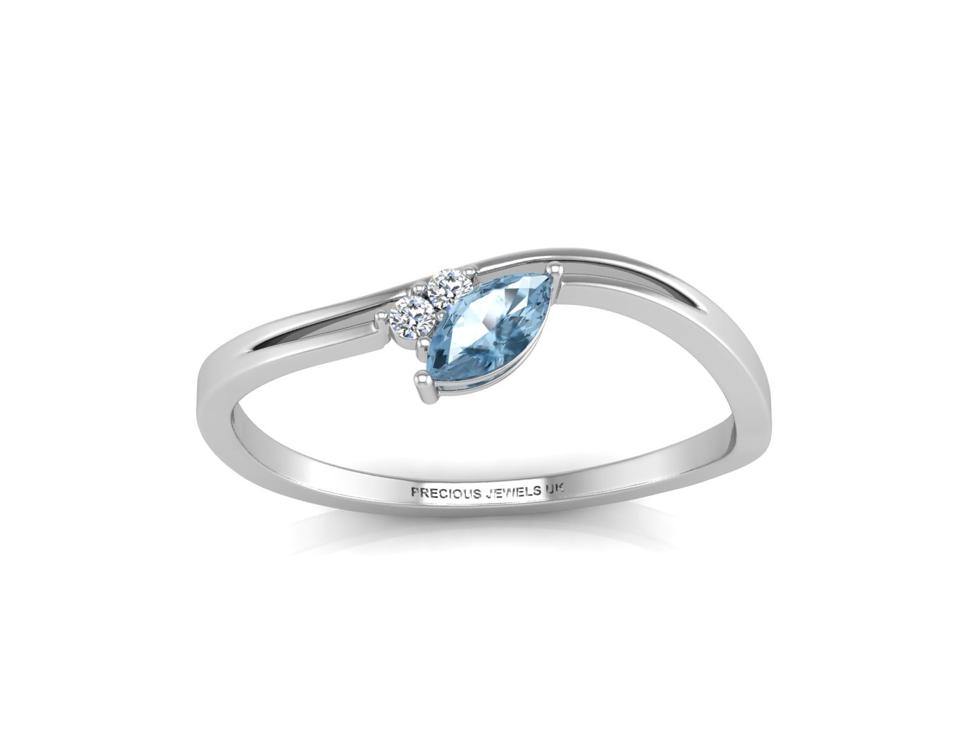 9ct White Gold Fancy Cluster Diamond and Blue Topaz Ring (BT0.22) 0.03 Carats - Image 3 of 5