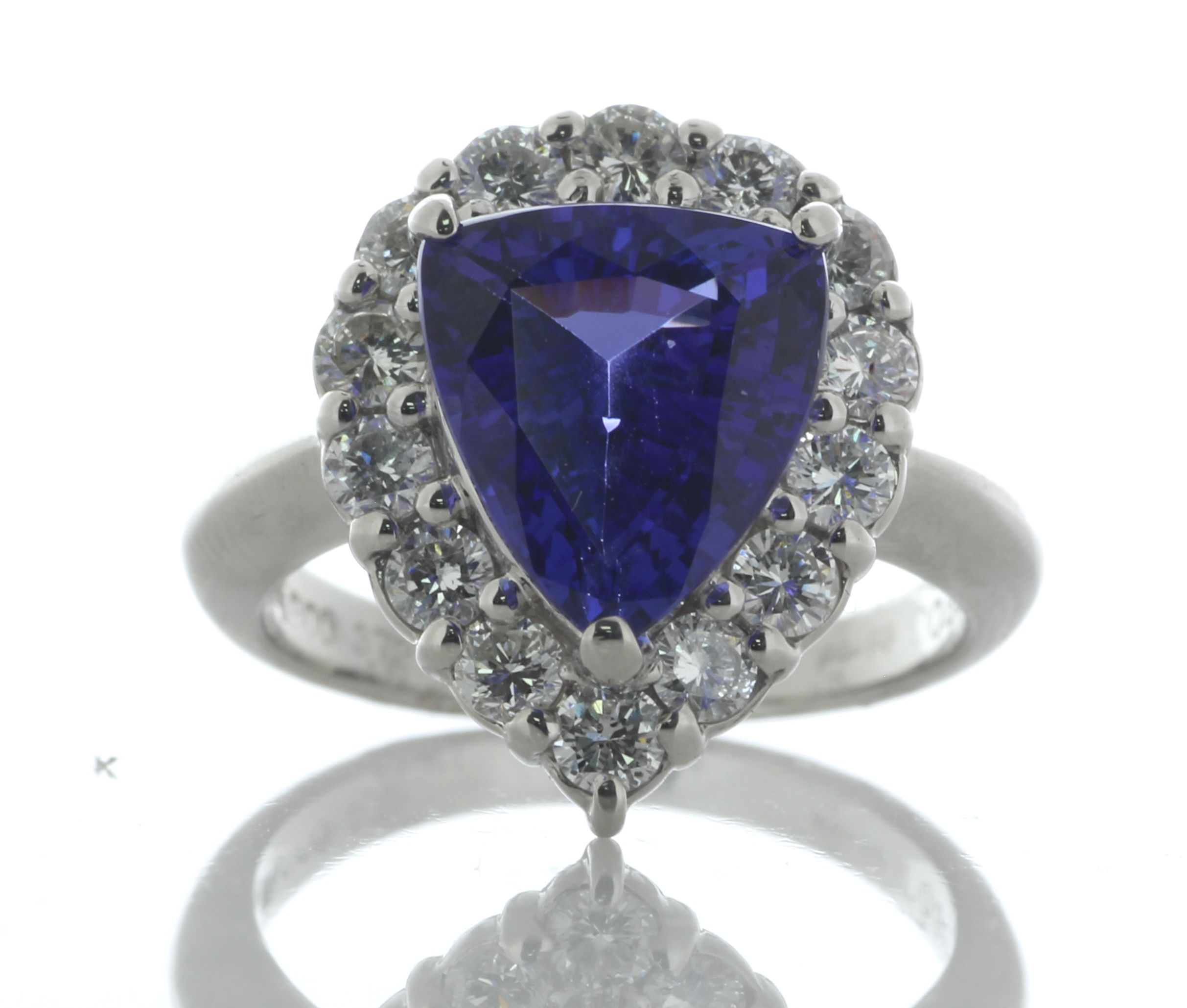 Platinum Trillion Cut Tanzanite and Diamond Ring (T3.72) 0.85 Carats