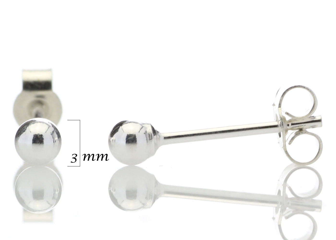 Sterling Silver Ball Stud Earring 3mm - Image 5 of 5