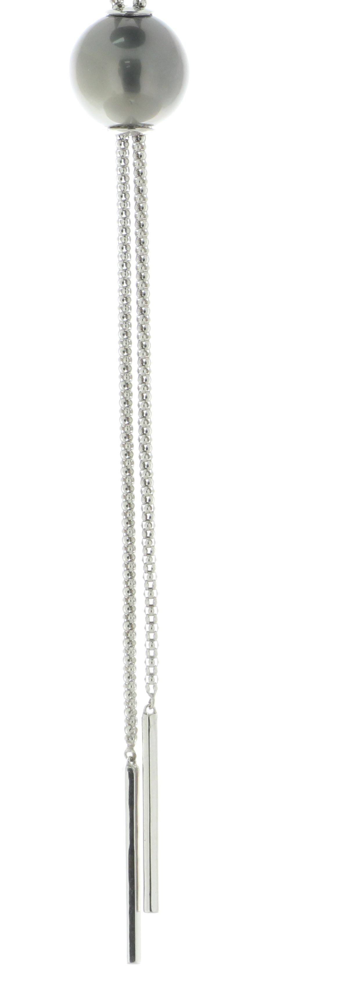 14mm Tahiti Pearl Necklace Moveable Pearl Sterling Silver Chain - Image 2 of 7