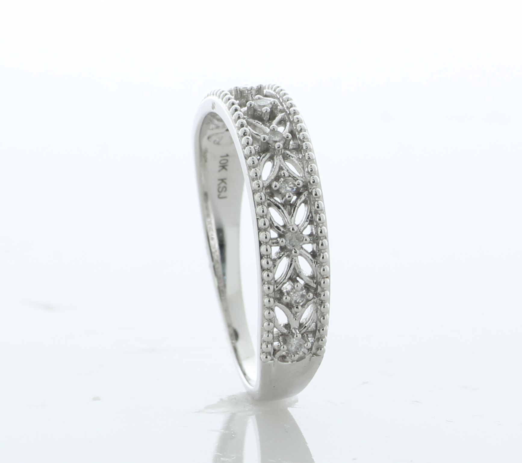 10ct White Gold Illusion Set Semi Eternity Diamond Ring 0.16 Carats