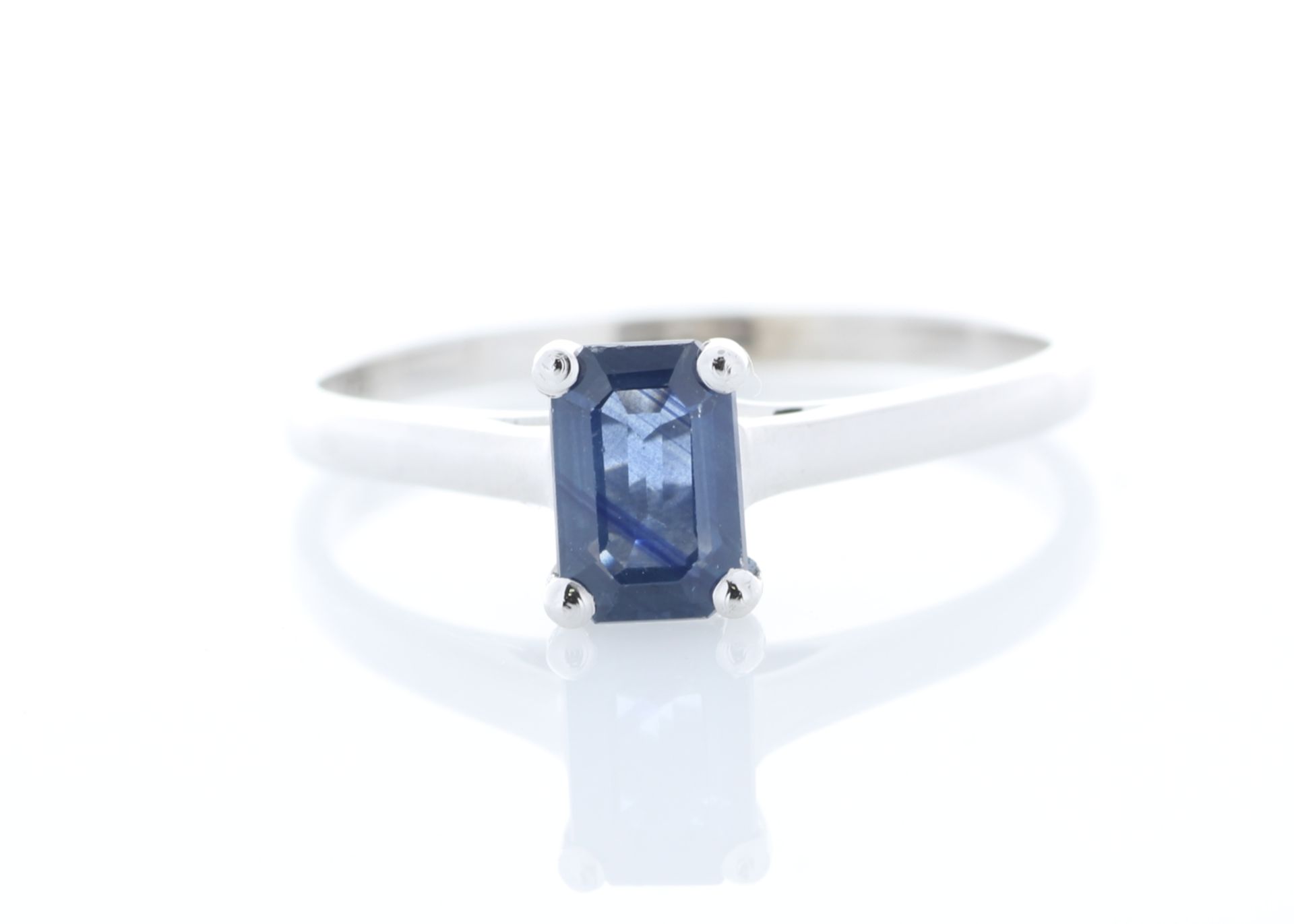 9ct White Gold Emerald Cut Sapphire Ring 0.58 Carats