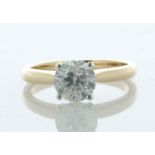 18ct Yellow Gold Single Stone Prong Set Diamond Ring 1.30 Carats